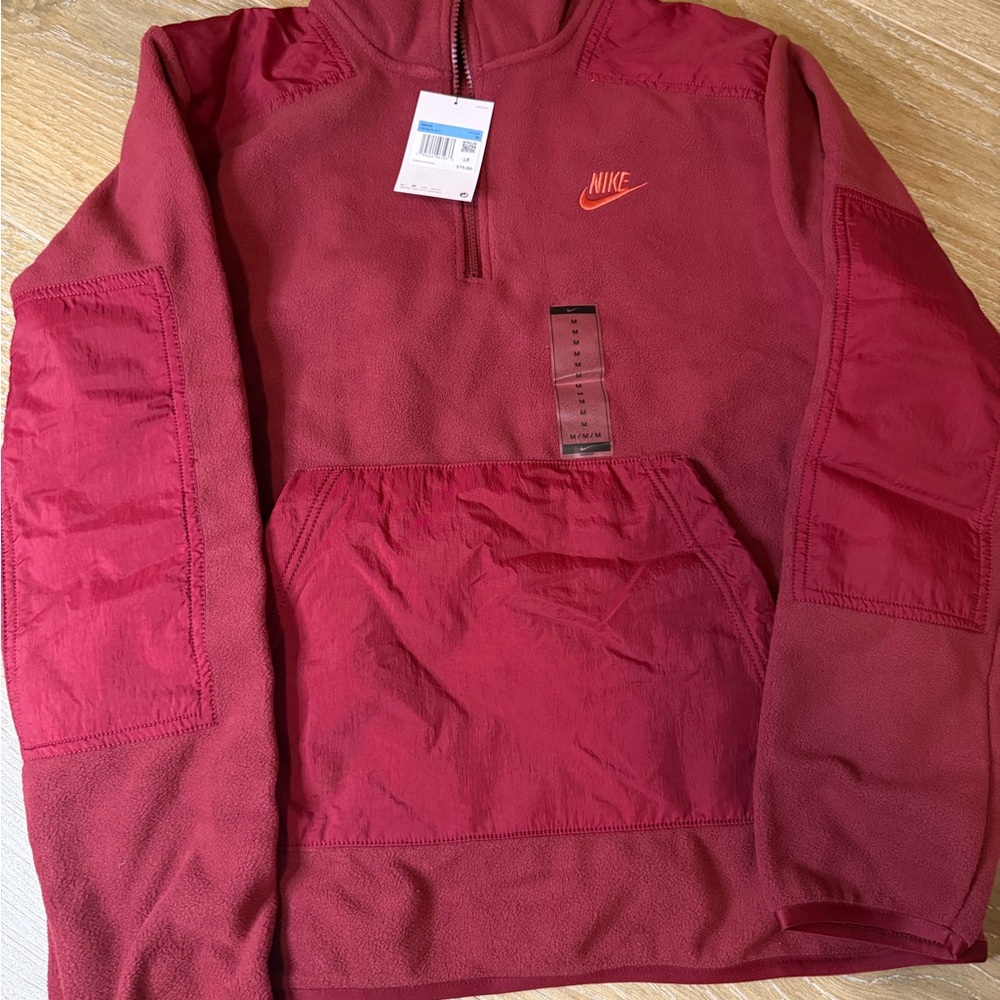 NWT Nike Mens Winter Fleece Quarter Zip Top - Burgundy Color Size M